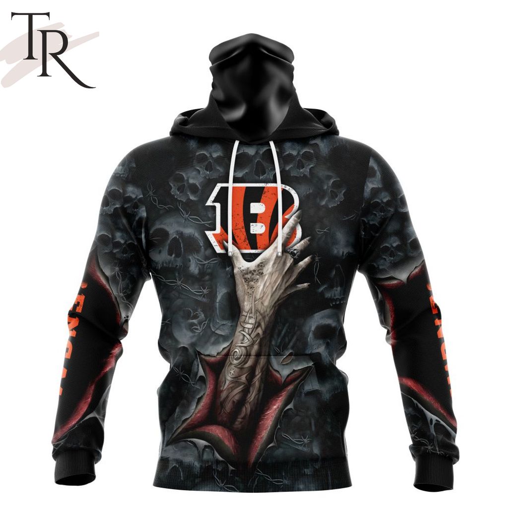 New 2025 NEW] NFL Cincinnati Bengals Special Horror Skull Art Design Custom Hoodie - Image 4